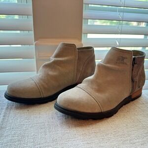 Sorel Major Low Ankle Boots Womens 8 Fossil Suede Canvas Booties NL2162-265